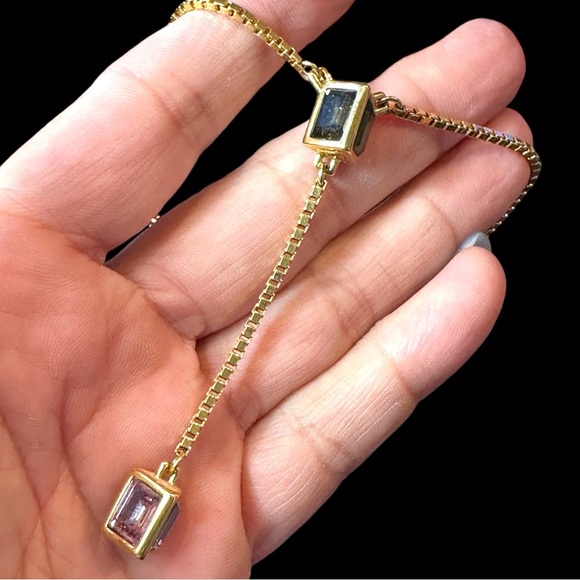 Swarovski Crystal Caged Smoky Quartz & Amethyst Y-Drop Necklace (EUC) - Picture 2 of 12